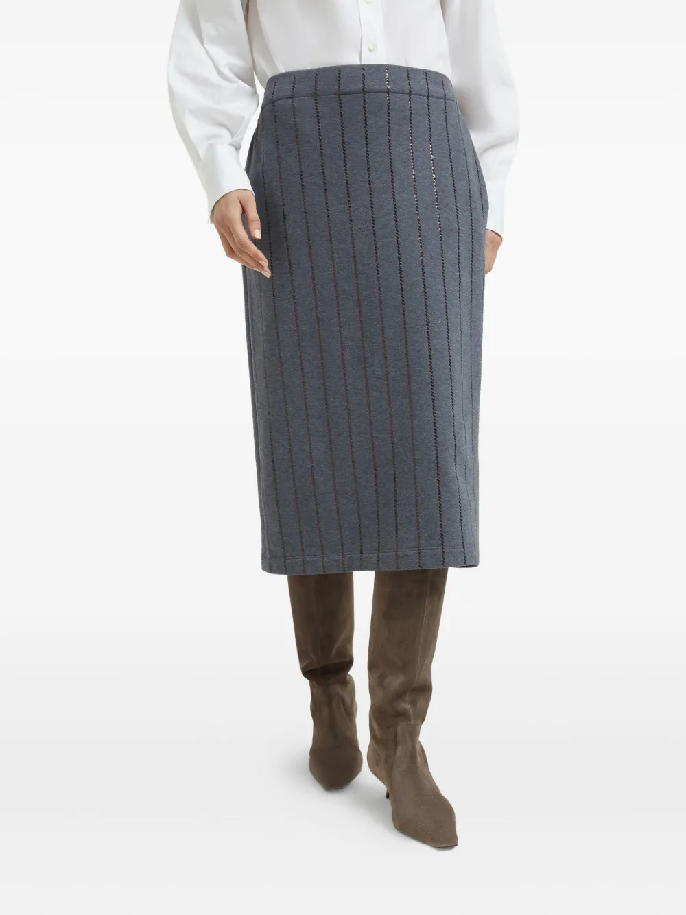 Brunello Cucinelli Midi-rok met pailletten Grijs