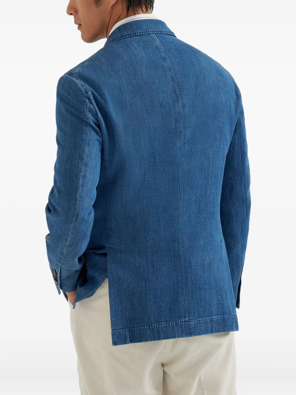 Brunello Cucinelli Blazer met opgestikte zak en drie knopen Blauw