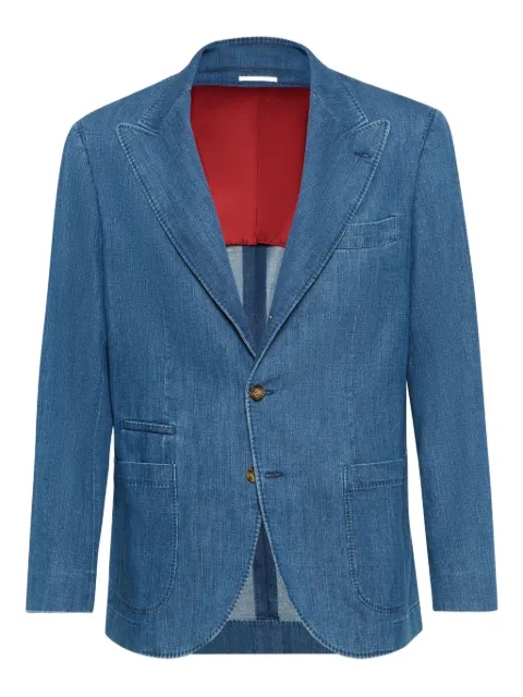 Brunello Cucinelli blazer con tres botones y bolsillo de parche