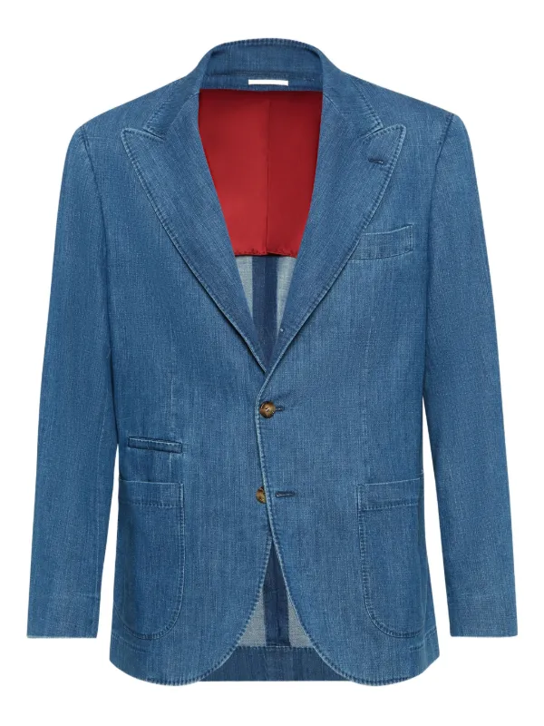 Brunello Cucinelli Three-button Patch-pocket Blazer in Blue
