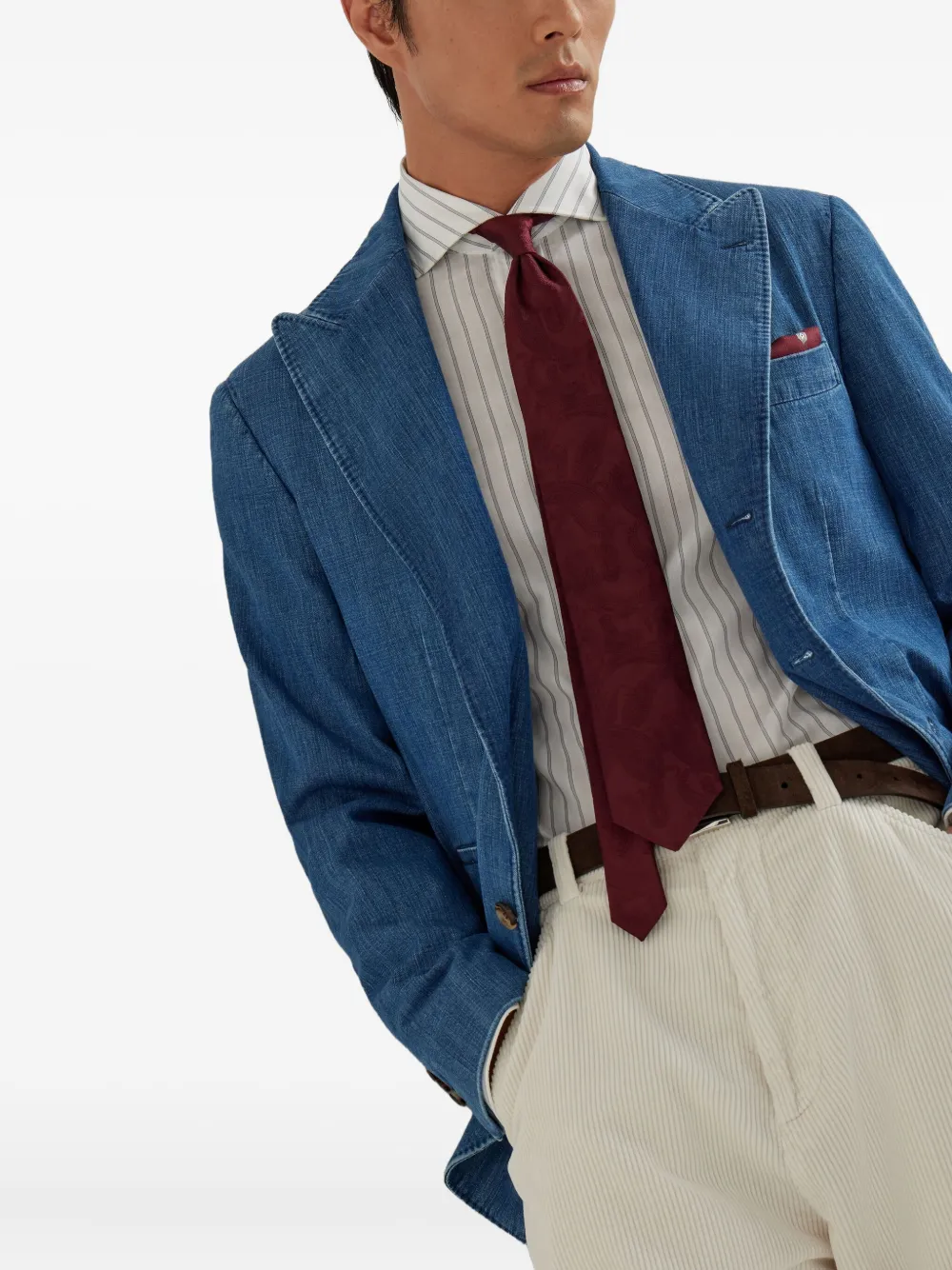 Brunello Cucinelli Blazer met opgestikte zak en drie knopen Blauw