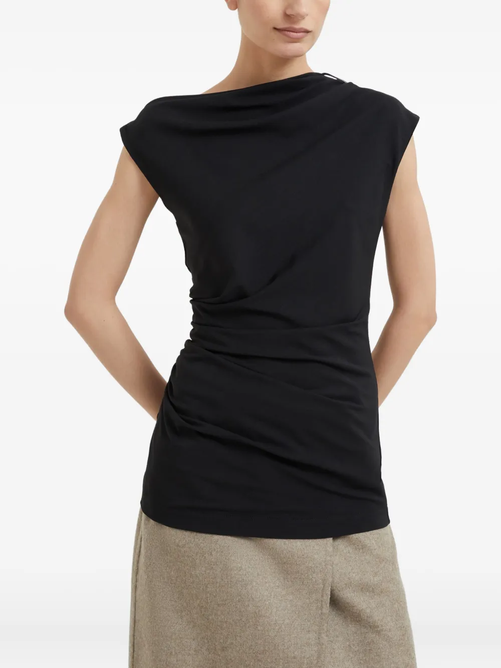 Brunello Cucinelli Top met ruches Zwart
