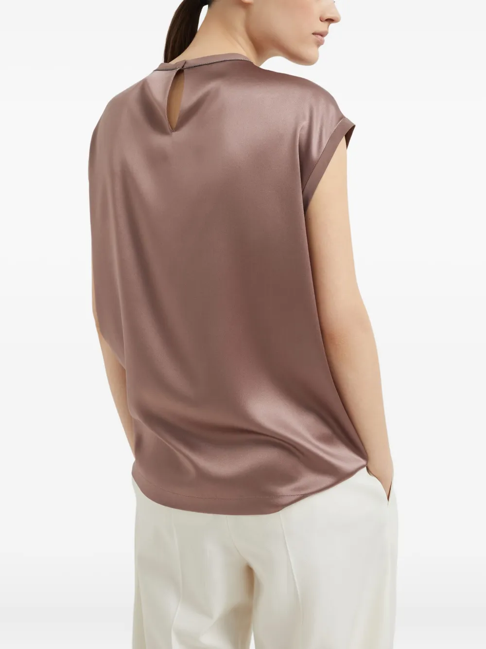 Brunello Cucinelli Satijnen T-shirt Bruin