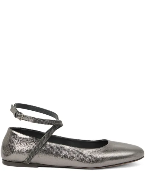Brunello Cucinelli flats con efecto metalizado
