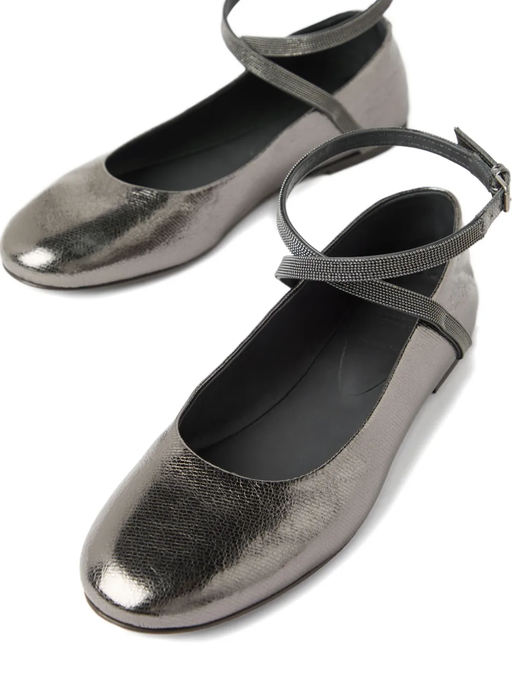 Brunello Cucinelli metallic-effect ballet flats