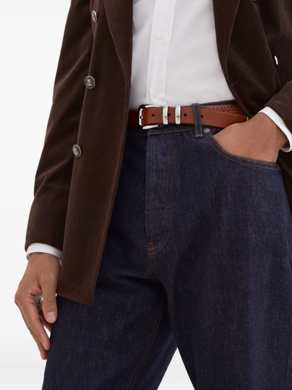 Brunello Cucinelli Jeans met geborduurd logo Blauw