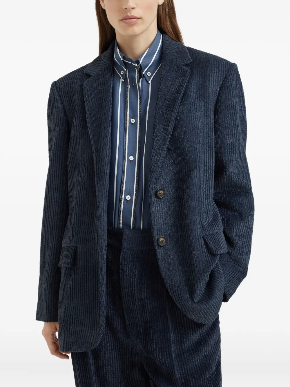 Brunello Cucinelli Ribfluwen blazer Blauw