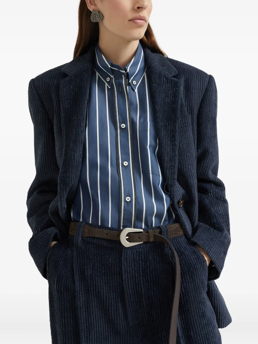 Brunello Cucinelli Ribfluwen blazer Blauw