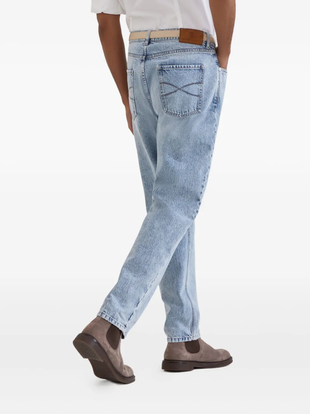 Brunello Cucinelli Jeans met logopatch Blauw
