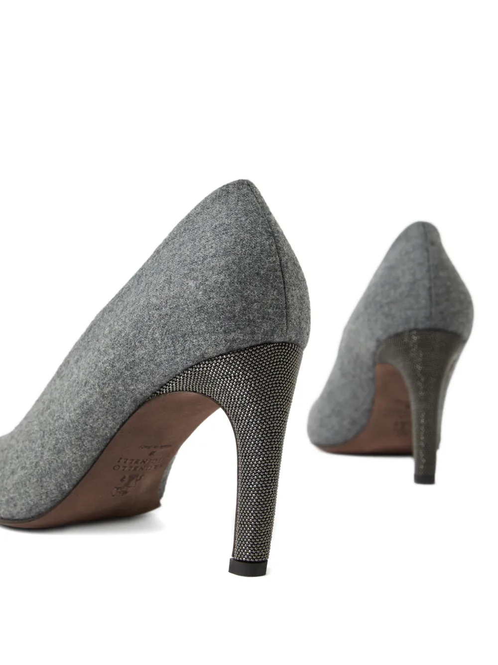 Brunello Cucinelli 85mm flannel pumps Grey