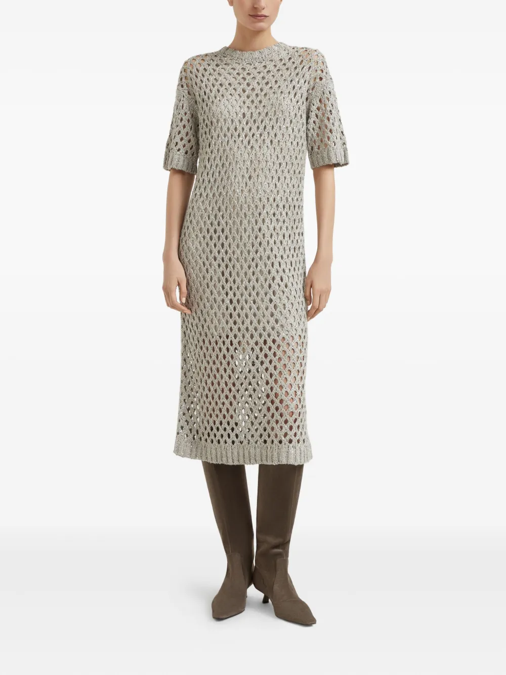 Brunello Cucinelli Dazzling midi-jurk Beige