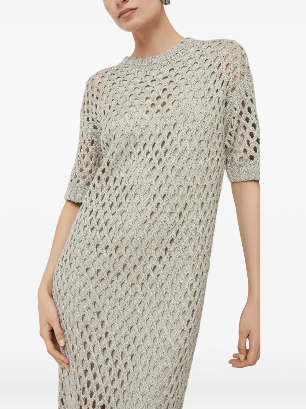 Brunello Cucinelli Dazzling midi-jurk Beige