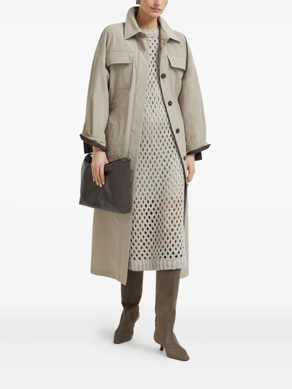 Brunello Cucinelli Dazzling midi-jurk - Beige