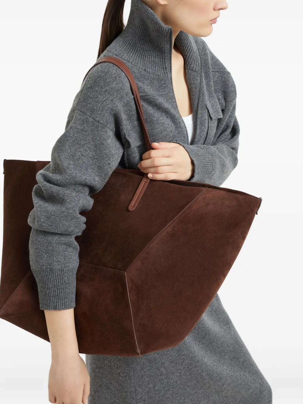 Brunello Cucinelli Duo suède shopper - Rood