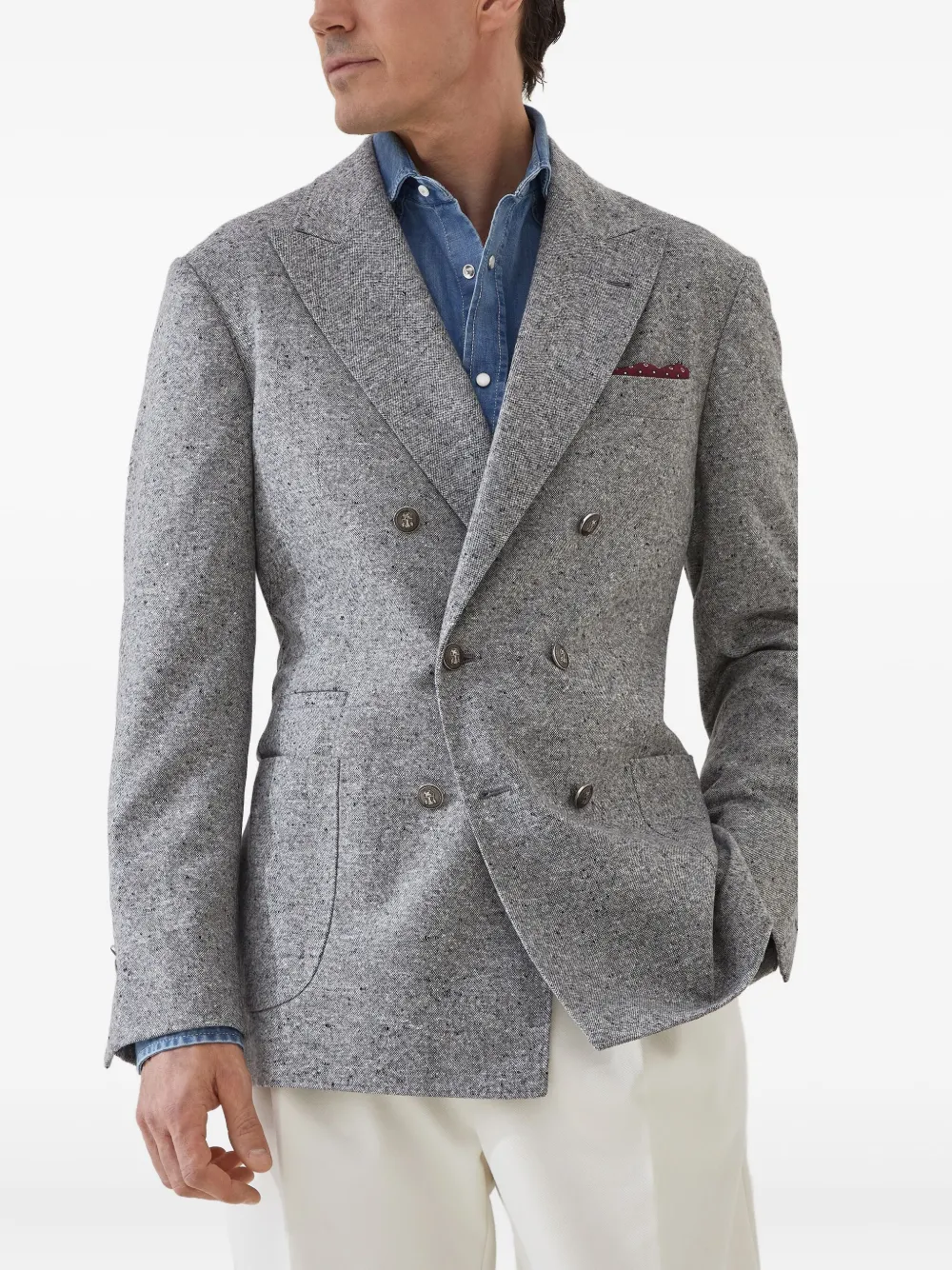 Brunello Cucinelli Sharkskin blazer Grijs