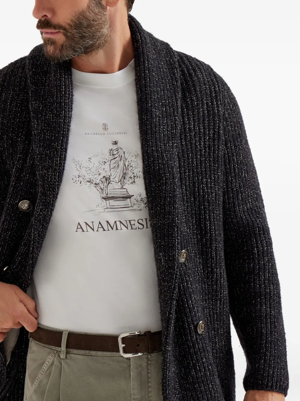 Brunello Cucinelli statue-print T-shirt Wit
