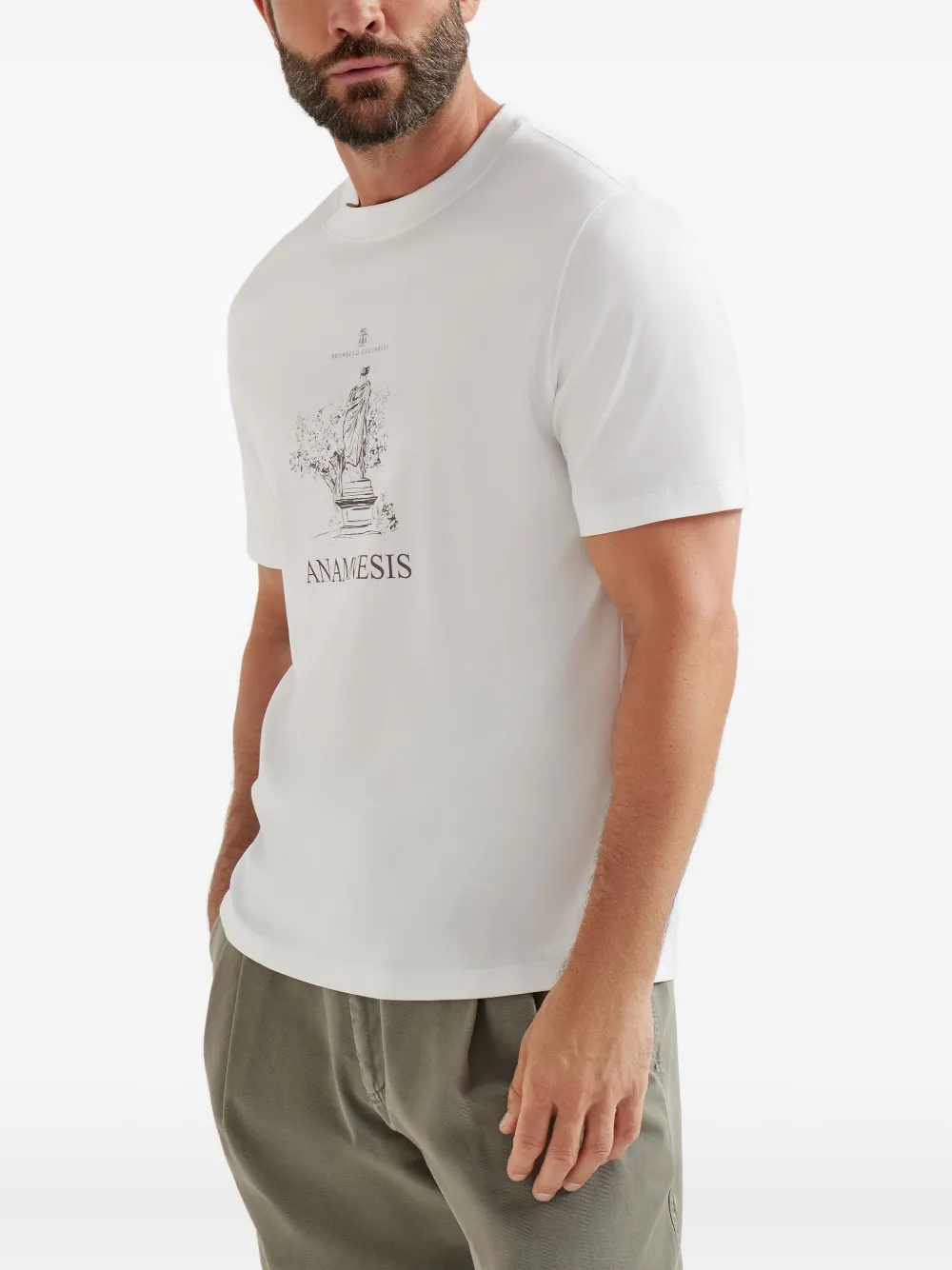 Brunello Cucinelli statue-print T-shirt Wit