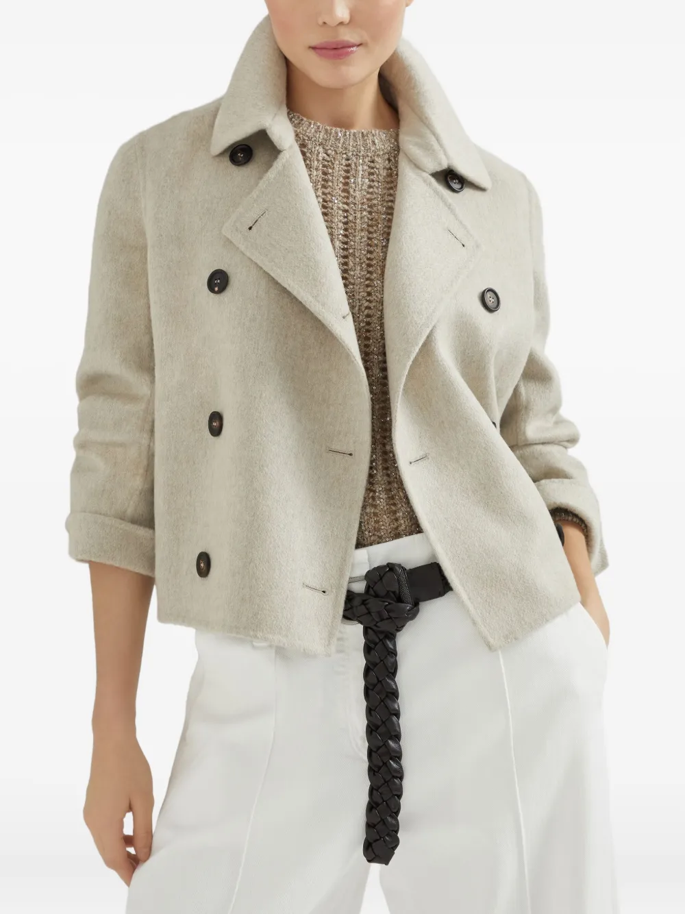 Brunello Cucinelli Jack met geborstelde afwerking Beige