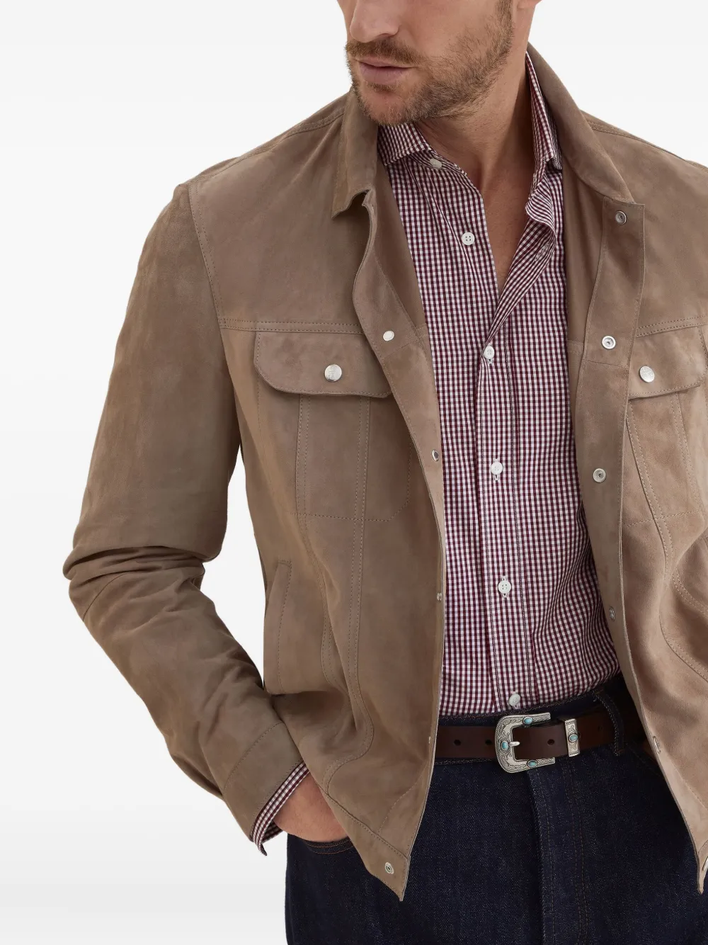 Brunello Cucinelli Poloshirt met gingham ruit Rood