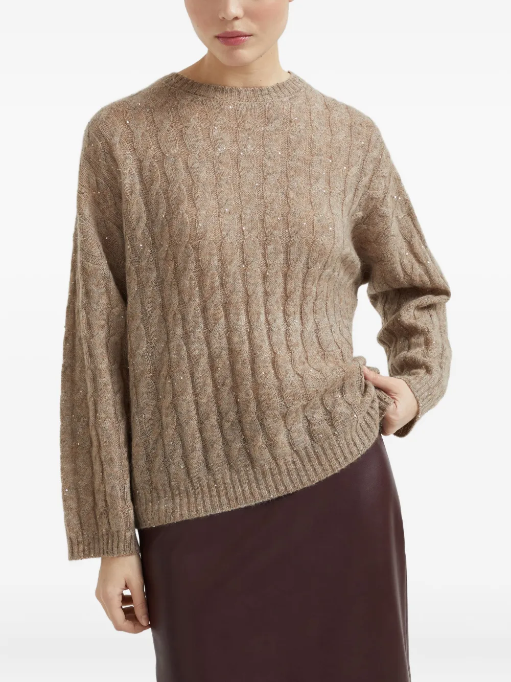 Brunello Cucinelli Kabelgebreide trui Beige