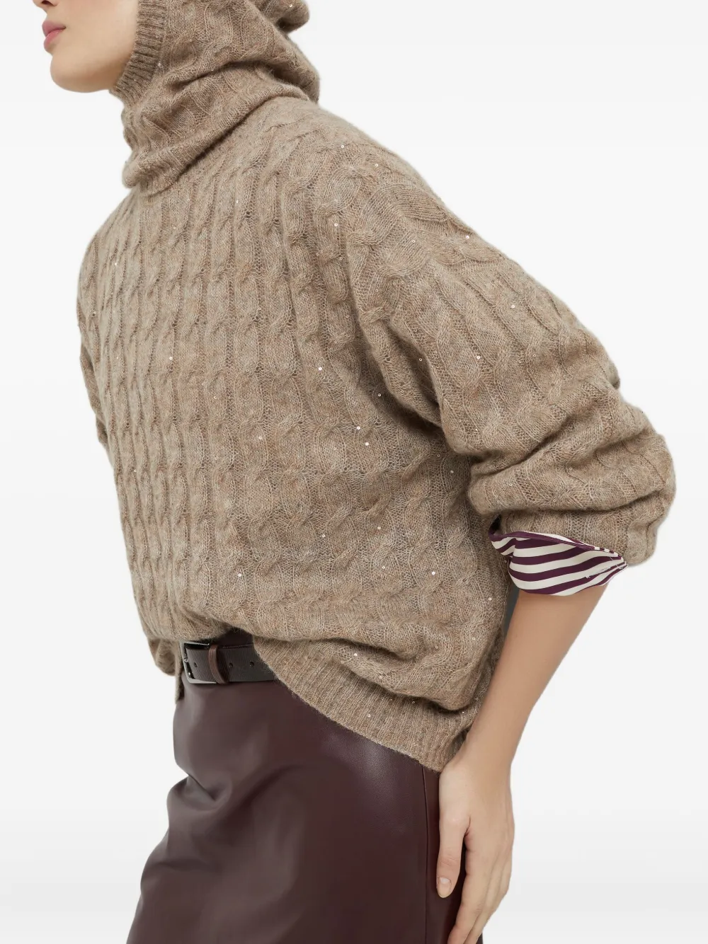 Brunello Cucinelli Kabelgebreide trui Beige