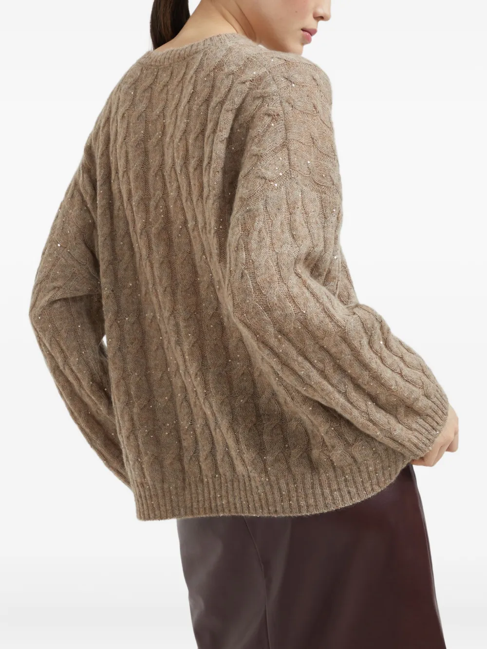 Brunello Cucinelli Kabelgebreide trui Beige