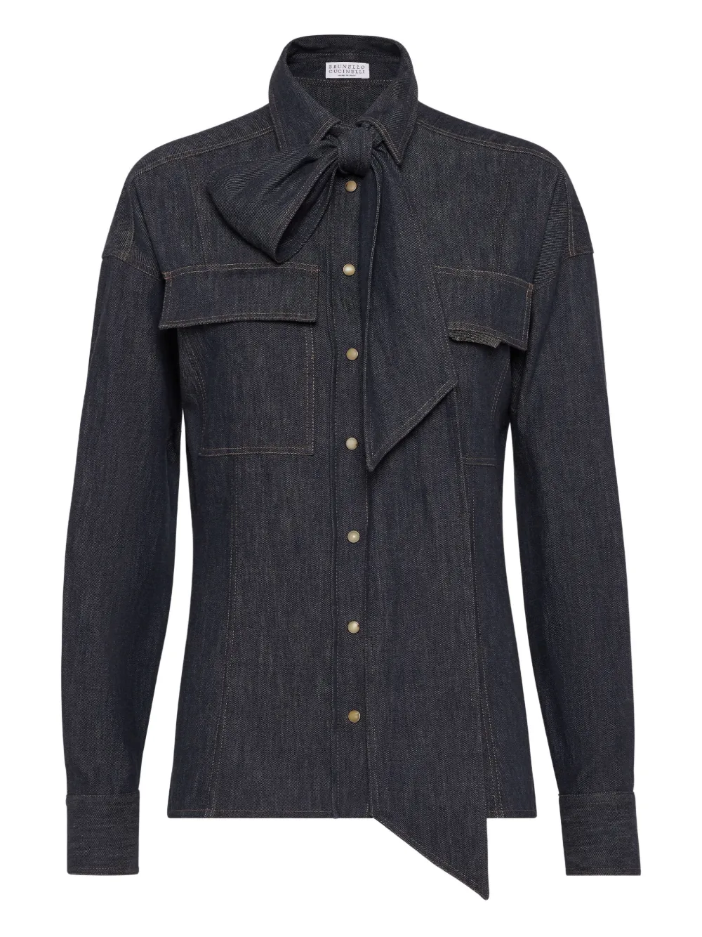 Brunello Cucinelli Blouse met strik Blauw