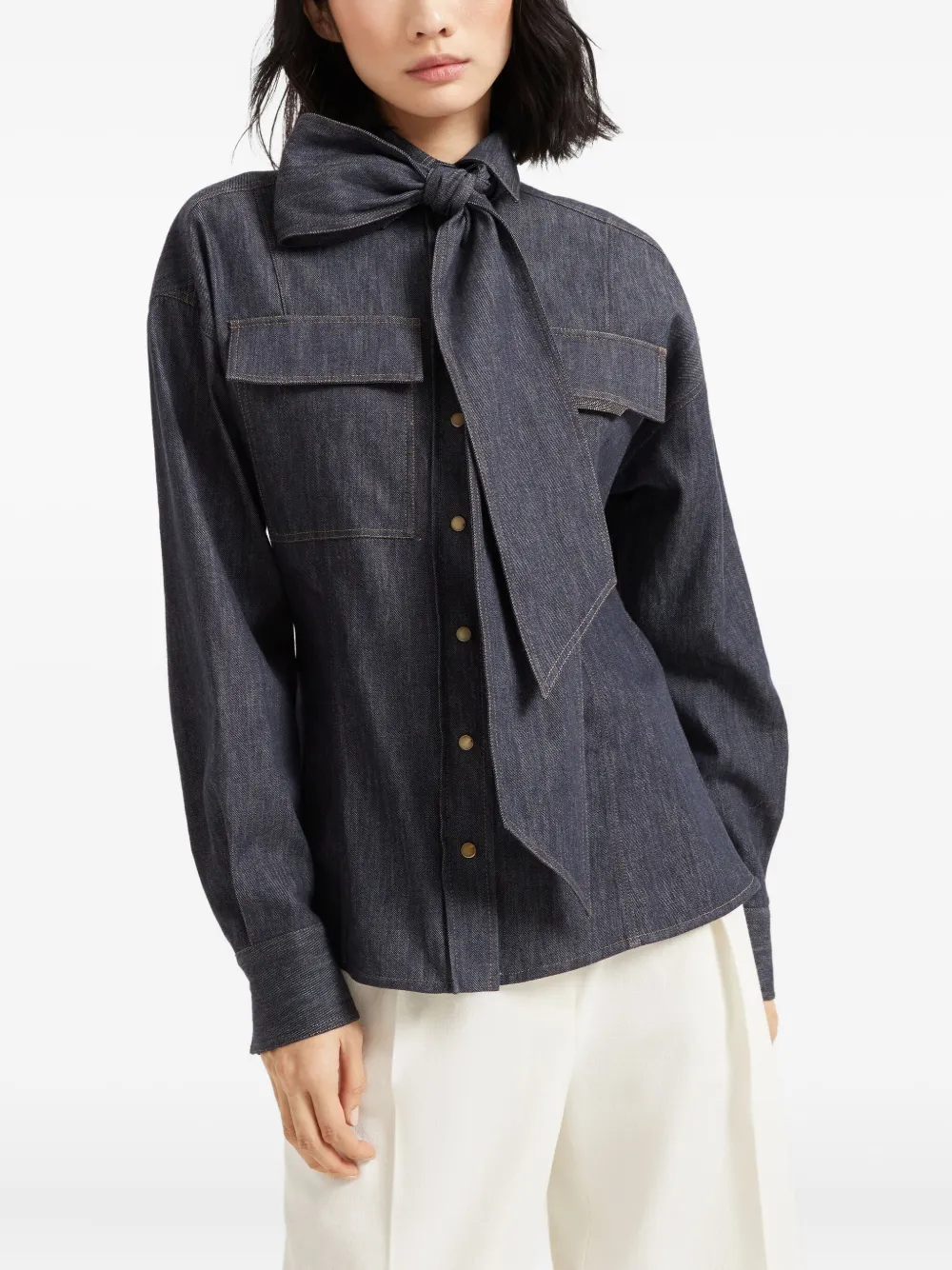 Brunello Cucinelli Blouse met strik Blauw