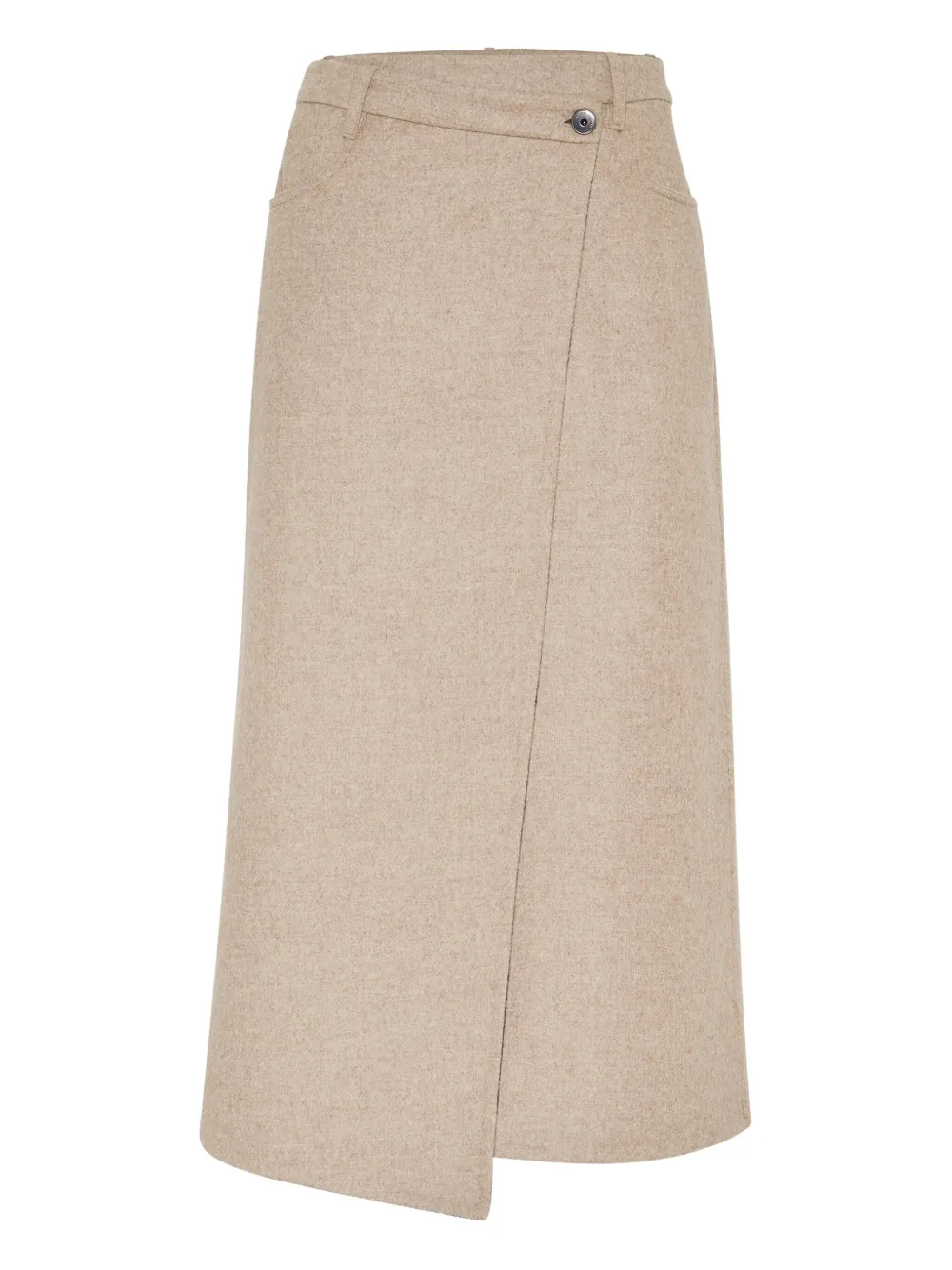 Brunello Cucinelli wrap wool skirt Beige