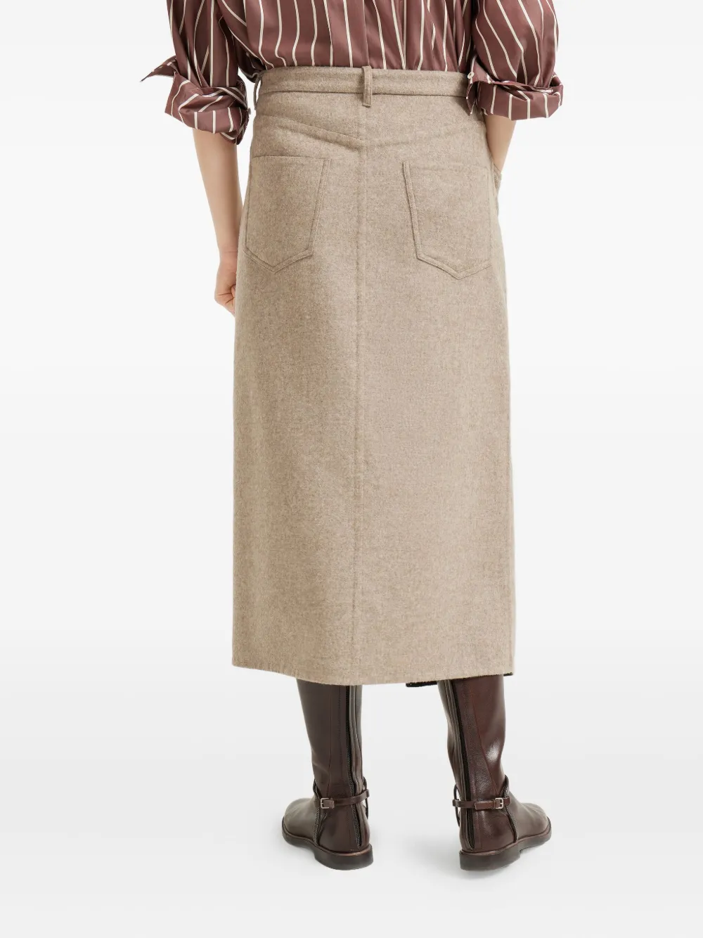 Brunello Cucinelli wrap wool skirt Beige
