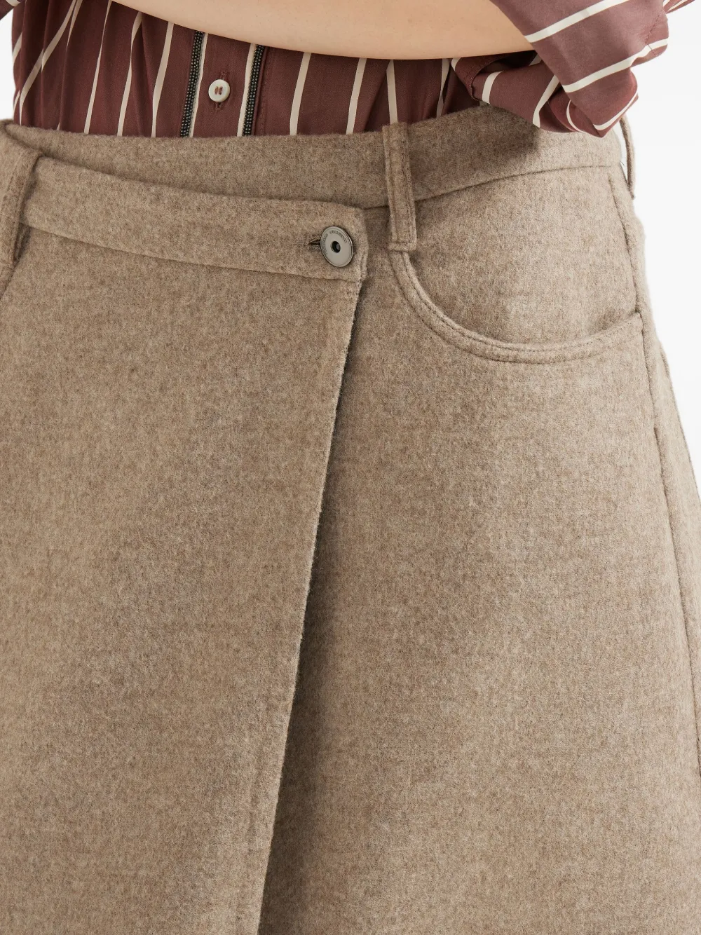 Brunello Cucinelli wrap wool skirt Beige
