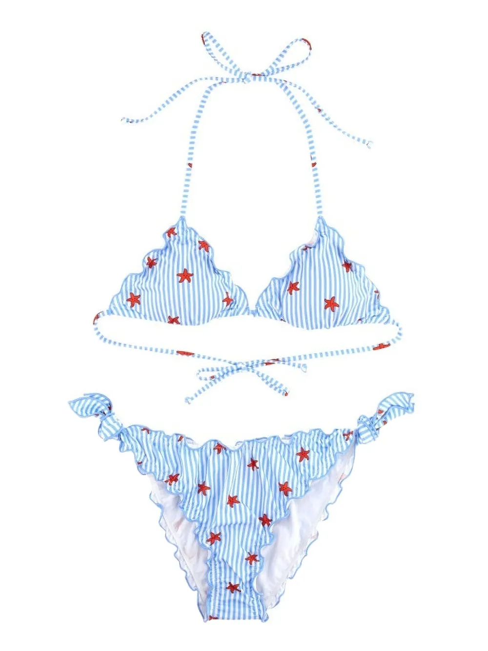 Mc2 Saint Barth Starfish Striped Bikini In Blue
