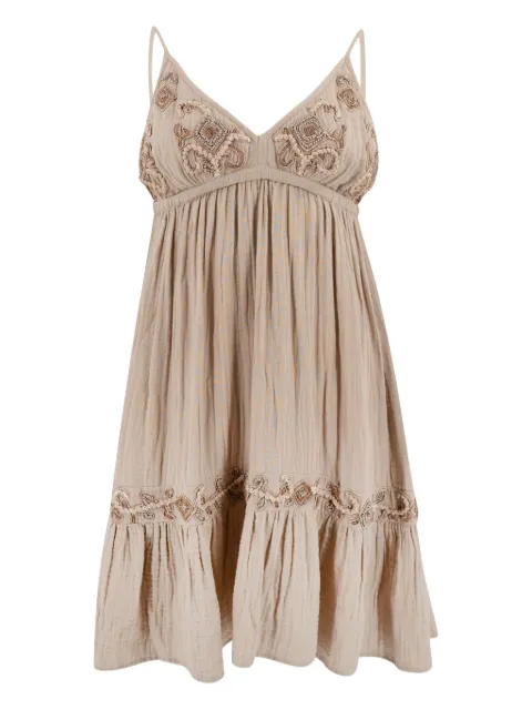 IBZMODE Marfil Elegancia embroidered ruffled dress