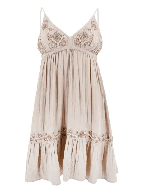 IBZMODE Marfil Elegancia embroidered ruffled dress