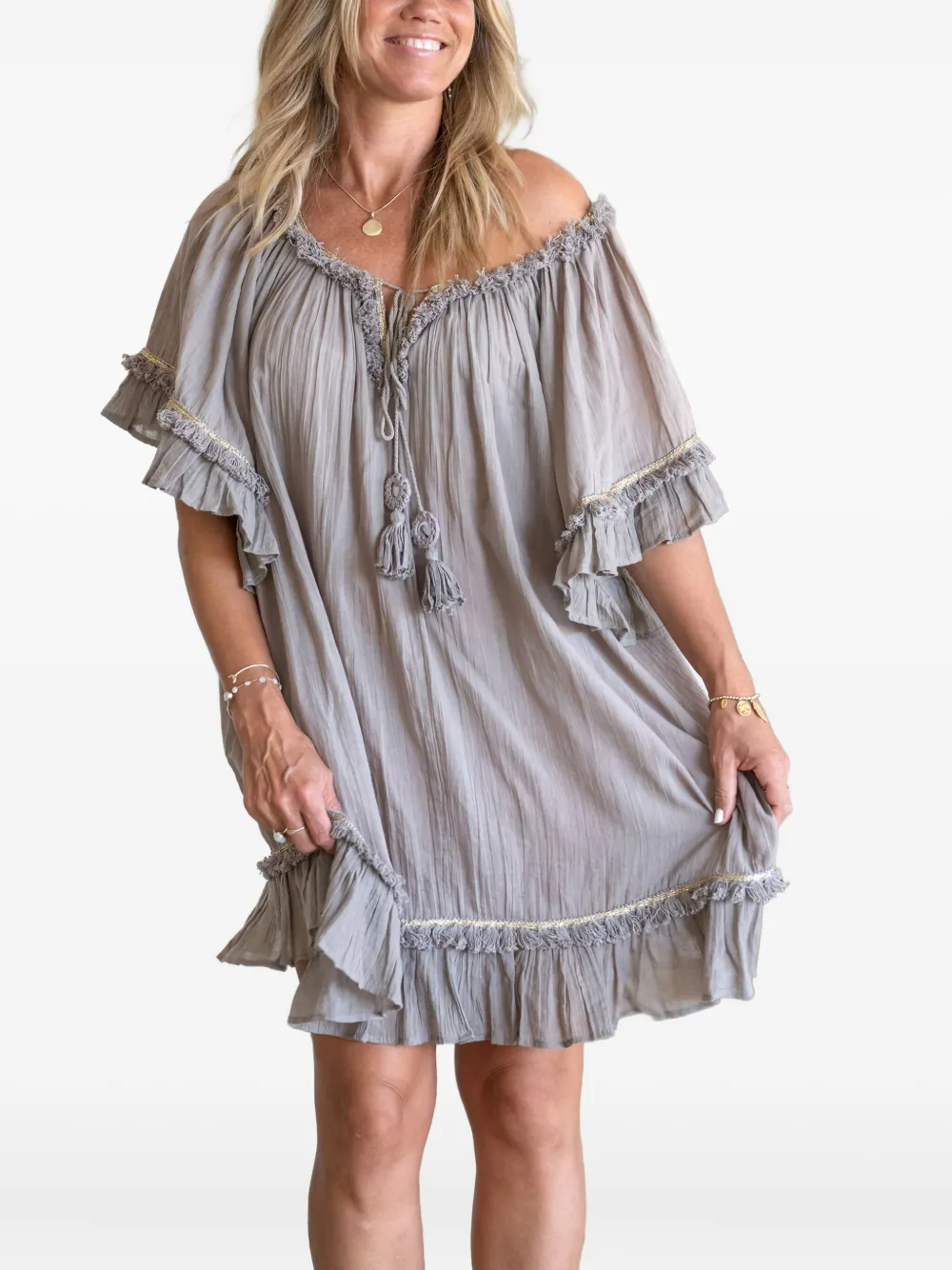 IBZMODE Tana ruffled tassel-embellished mini dress | Day Dresses | Image 2