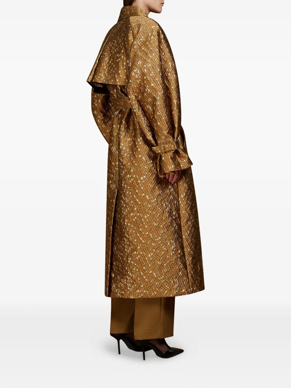 Shop Max Mara Metallic Jacquard Trench Coat