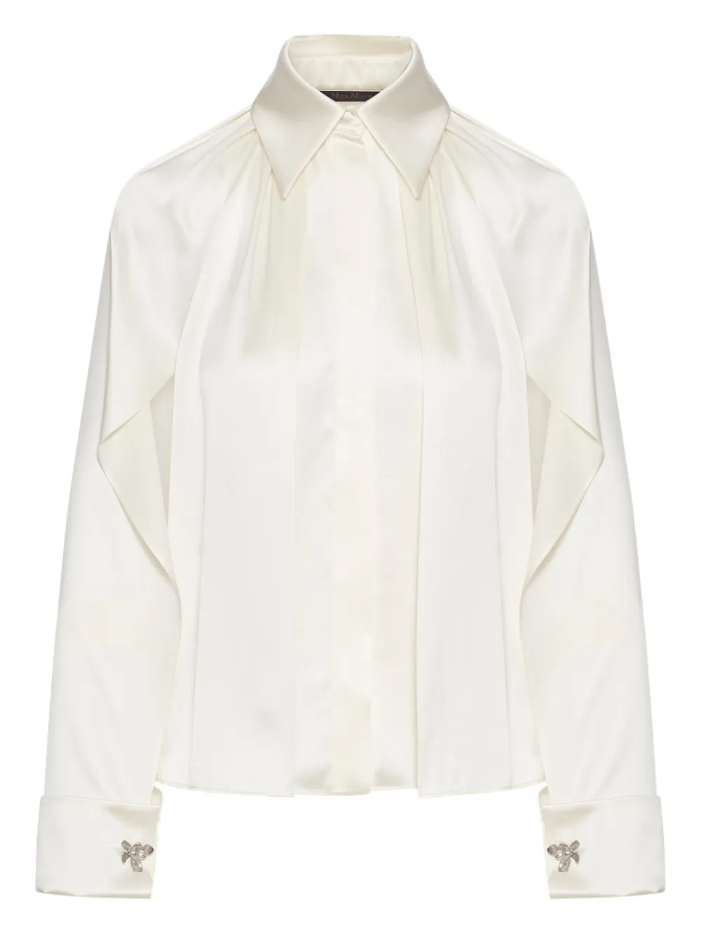 Max Mara Salice pleated-detail long-sleeve shirt | White | Image 1