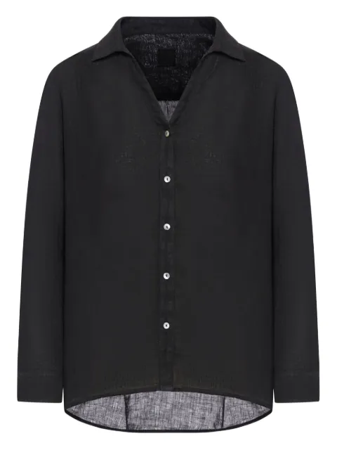 120% Lino Button-up blouse met lange mouwen