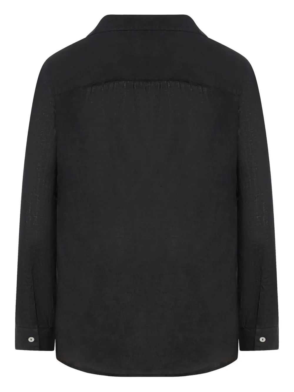 120% Lino Button-up blouse met lange mouwen - Zwart