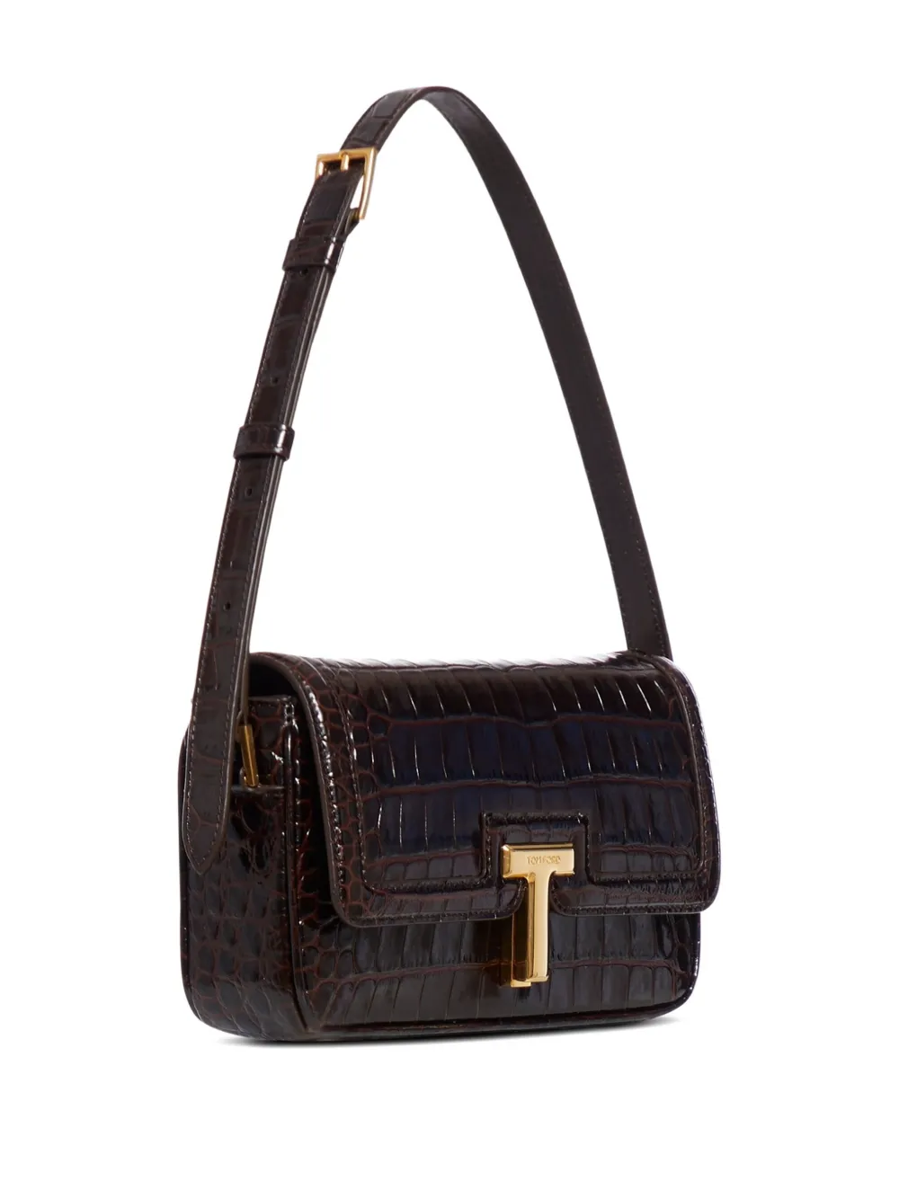 TOM FORD Wallis leren schoudertas Bruin