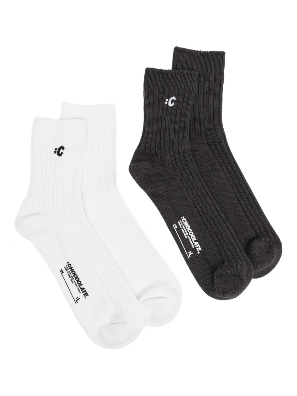 CHOCOOLATE letter-embroidered socks (set of two) | White | Image 1