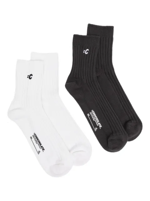 CHOCOOLATE Socken mit Buchstaben-Stickerei (2er-Set)