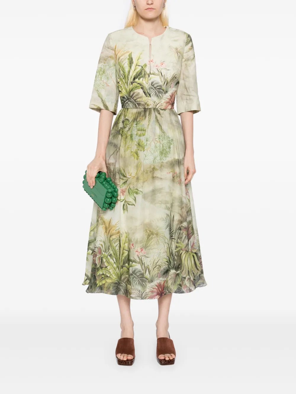 Elie Saab safari-print dress Groen