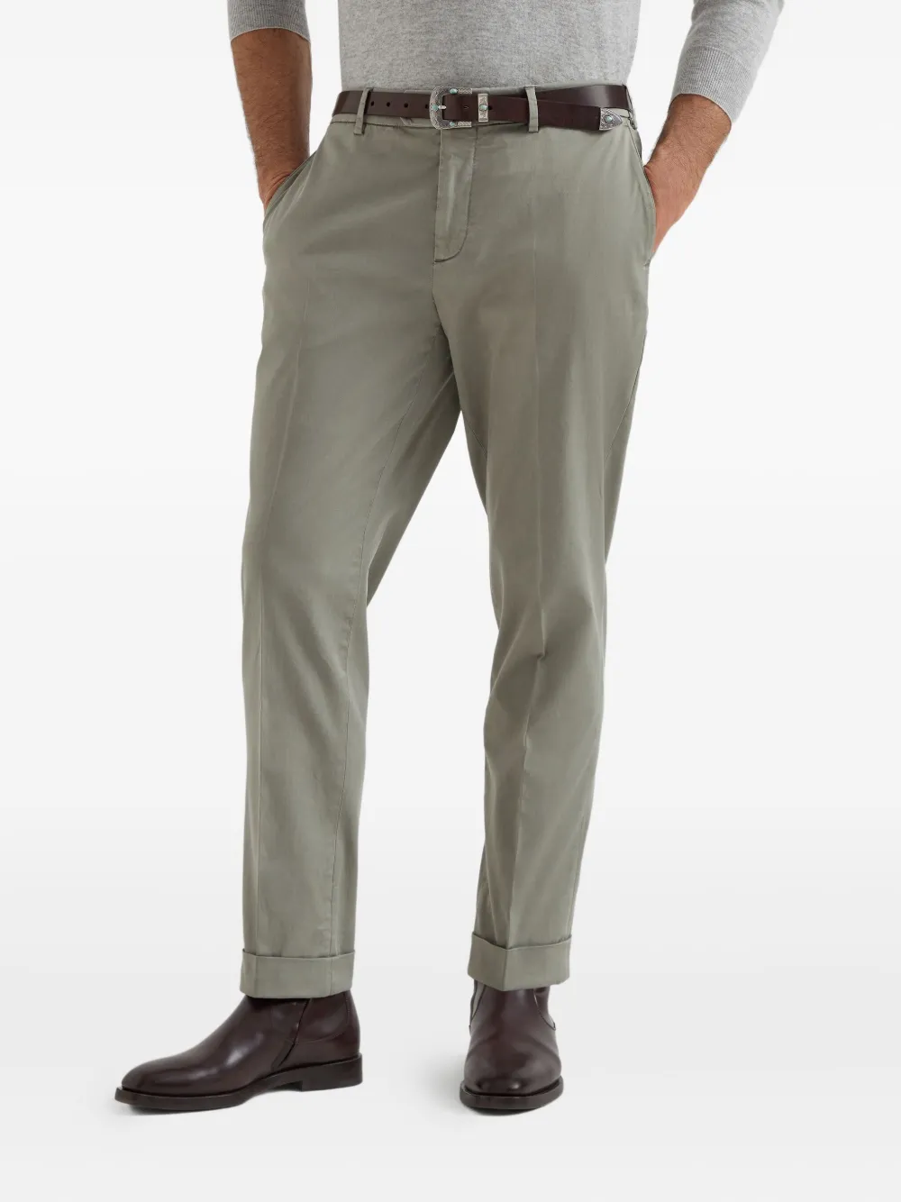 Brunello Cucinelli Cropped chino Groen