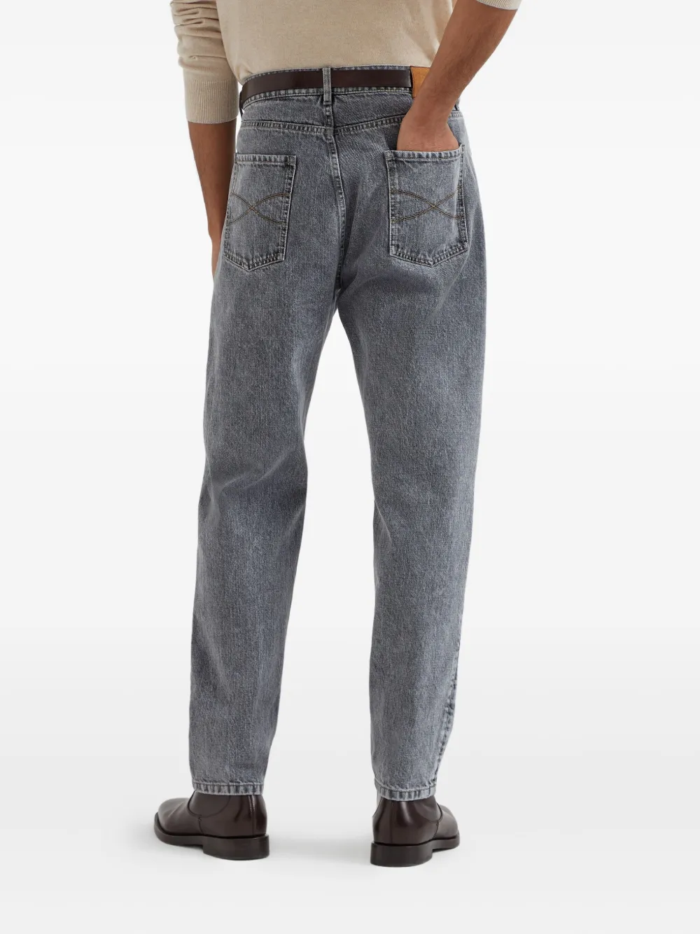 Brunello Cucinelli Jeans met logopatch Grijs