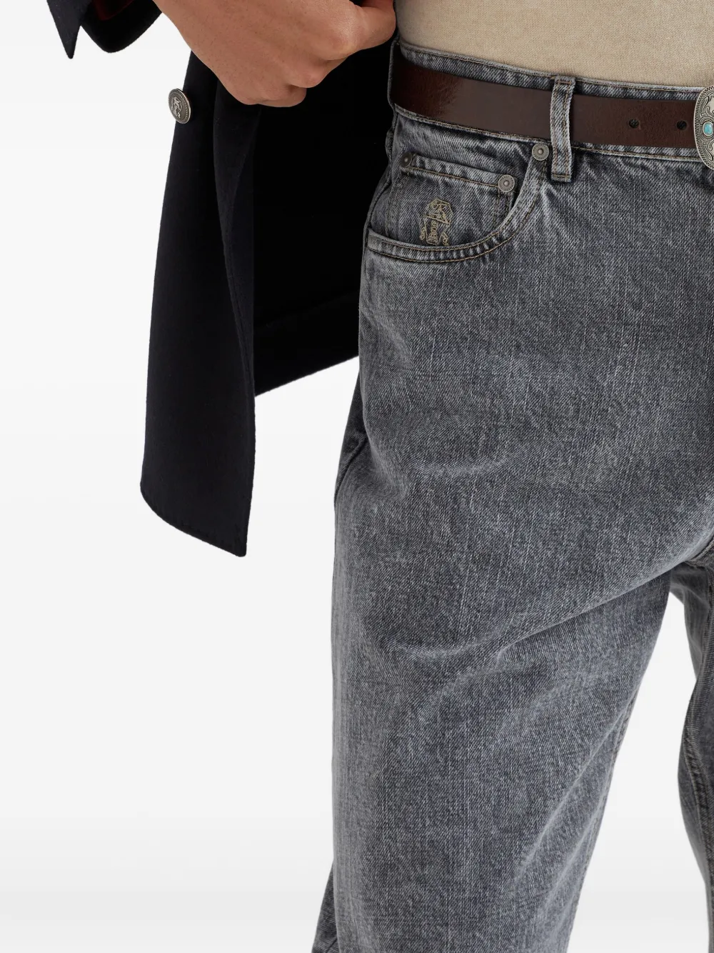Brunello Cucinelli Jeans met logopatch Grijs