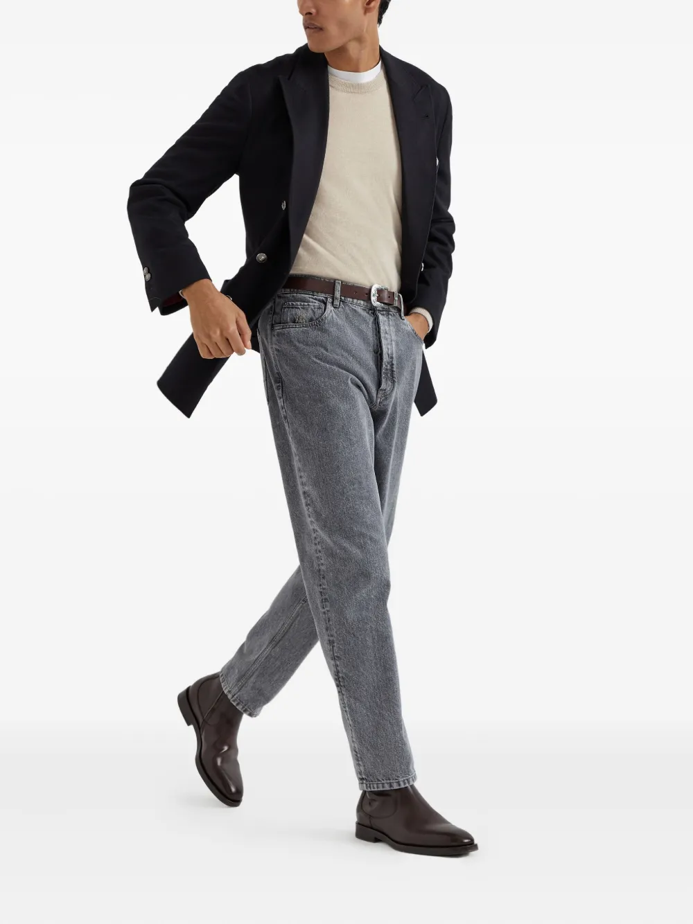 Brunello Cucinelli Jeans met logopatch - Grijs