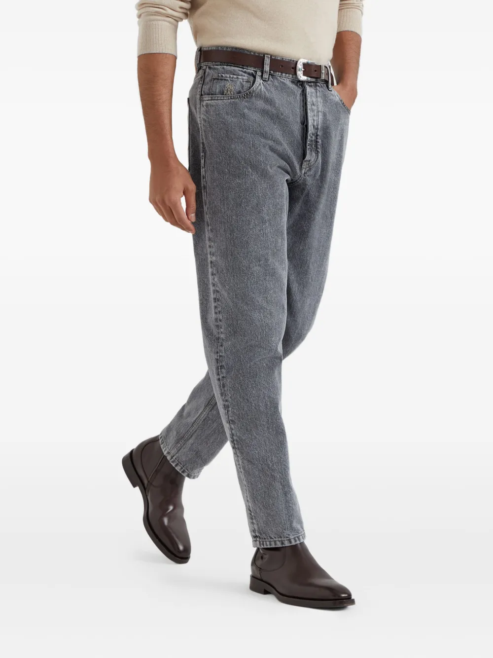 Brunello Cucinelli Jeans met logopatch Grijs