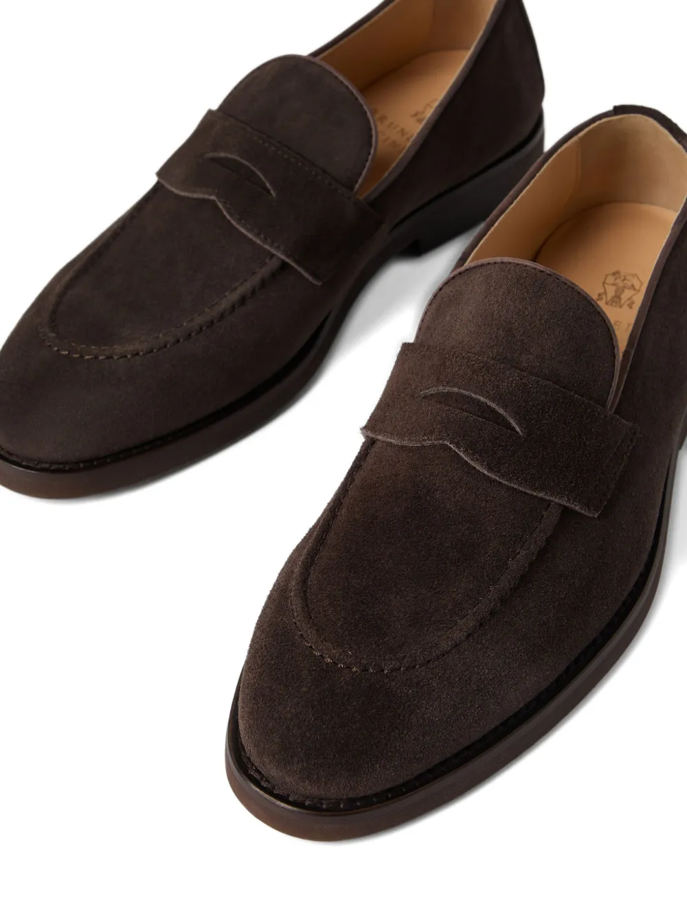 Brunello Cucinelli suede Penny loafers Brown