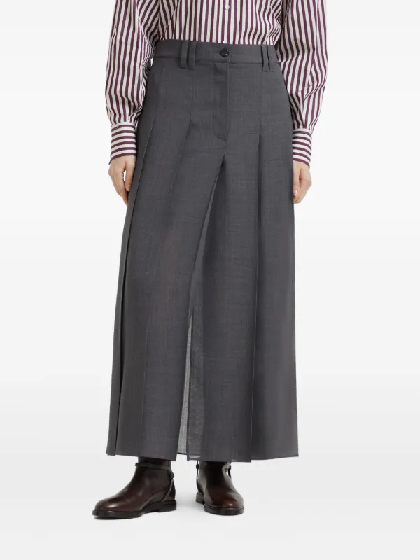 Brunello Cucinelli プリーツ マキシスカート | グレー | FARFETCH JP